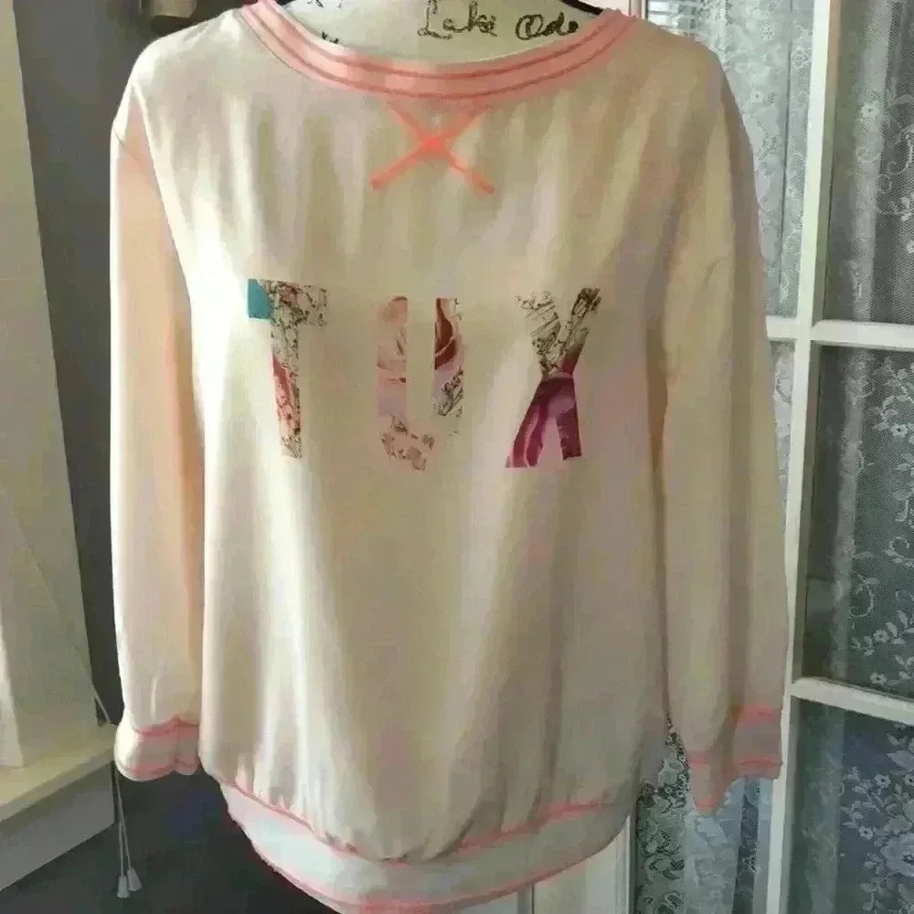 Ted Baker Floral Lettered Pullover with neon accent stitching